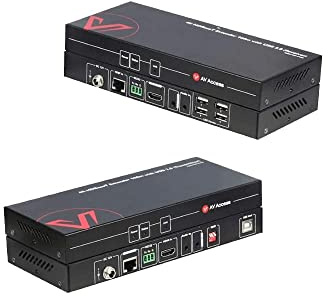 AV Access HDMI USB Extender (HDBaseT) KVM, 100m 4K60Hz 1080p120Hz über Cat5e/6/6a/7, Tastatur + Maus + HDMI + USB, 4 Ports USB 2.0, kein Signalverlust und Latenz, RS232, POE, EDID-Management