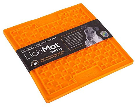 LICKIMAT SCHL Corner Buddy Hundematte 20 x 20cm, Orange, Silikon, Maschinenwäsche geeignet, für Hund, Katze, Meerschweinchen, PET_PLACEMAT, Haustiermatte, Placemat