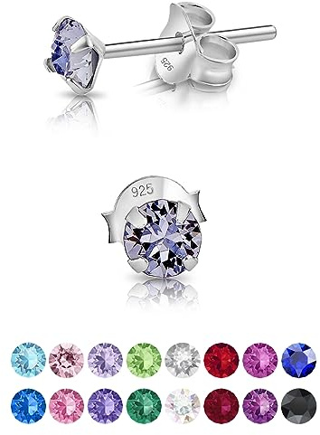 Orecchini Lilla - Punto Luce Argento 925 Con Brillantini di Cristallo 4 mm - Lobo Donna e Bambina - Piccoli Argento 925