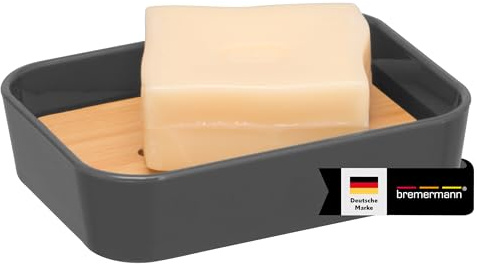 bremermann Seifenschale Calvi aus Bambus und Kunststoff // Seifenhalter für Stückseife (grau)