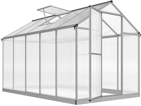 Outsunny Serre de Jardin en Aluminium Polycarbonate, Serre avec fenêtres supérieures réglables, Porte battante, abri extérieur résistant aux intempéries pour Plante Fleur, 303x183x195 cm, Transparent
