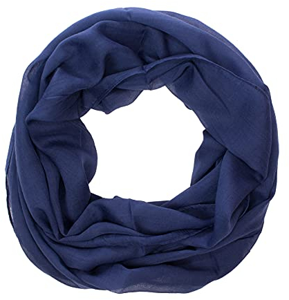 Lolus Damen Loop Rundschal Hals-Tuch in verschiedenen Farben und Blumen Muster Accessoires Schal (U4 dunkelblau)