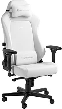 noblechairs Hero Gaming Stuhl - Bürostuhl Weiß Inklusive Kissen - Gaming Sessel High-Tech Kunstleder - Ergonomischer Stuhl - White Edition