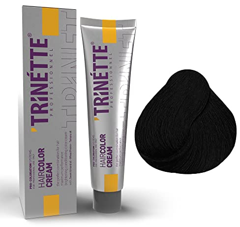 Trinette Professionelle No 1 Schwarz Permanente Haarfarbe Creme 100 ml – Natürliche Farbtöne, Intensive Deckkraft, Langanhaltende Farbe, Gleichmäßiges Ergebnis, Für Salon & Zuhause