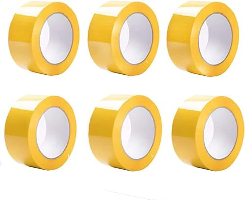 isupli Parcel Packaging Tape 6-Pack Yellow 48mm x 66m Heavy Duty Strong Adhesive Cello Tape for Bubble Wrap, Masking Tape, and Moving Boxes