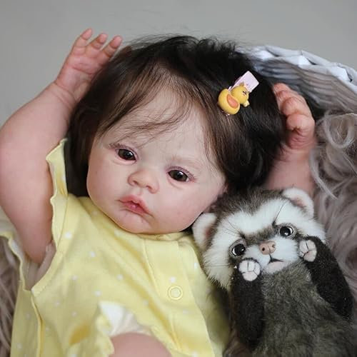 Anano Reborn Baby Vollsilikon Lebensecht Mädchen 18 Zoll Vollsilikon Baby Lebensecht Puppen Silikon Babypuppen Weichkörper Real Born Babypuppe Mit Langen Haaren