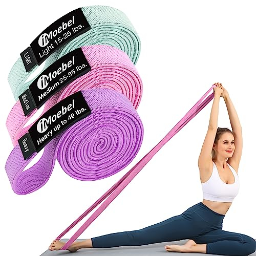 iMoebel Fitnessband 3er-Set Gewebe Resistance Bands - 3 Widerstandsstufen Lange Widerstandsbänder rutschfeste Gymnastikband Klimmzugband für Krafttraining Crossfit Yoga Homeworkout