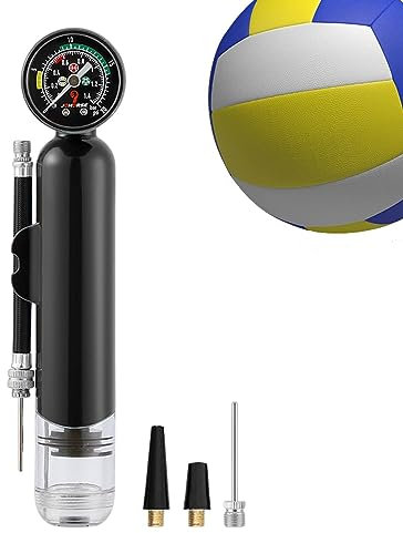 Handpumpe klein | Ballpumpe mit kompaktem Manometer - Zubehör für Gymnastikbälle Aufblasgeräte für Fußball, Basketball, Fußball, Volleyball, Wasserball Jildouf