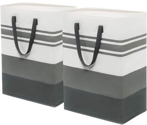 Large Laundry Hamper, 2-Pack 75L Tall Laundry Basket, Clothes Hamper Laundry Organizer for Dorm and Family, Folding Washing Basket for Laundry Bin Toy Storage, Baby Baskets for Hampers, Grey