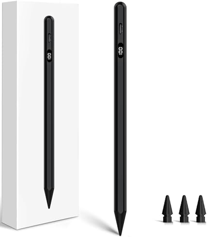 Pencil für iPad(2025-2018)：Stift für iPad mit LED-Anzeige & USB-C Schnellladeleistung - Palm Rejection & Tilt Sensitivity - Stylus Pen für i-Pad 6-9 Gen - Pro 11/12.9 - Air 3/4/5 - Mini 5/6