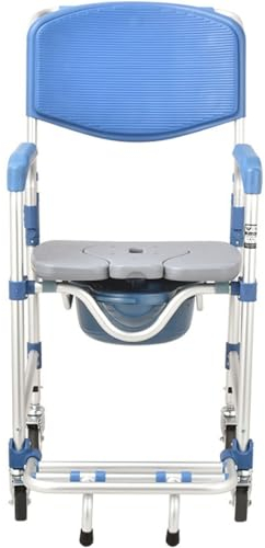 Duschstuhl mit Rollen für Behindertenpflege Toilettenrollstuhl,Commode Toilet Chair for Bedroom,Dusch Toilettenstuhl Fahrbar Nachtstuhl,Die Fußstütze ist klappbar A