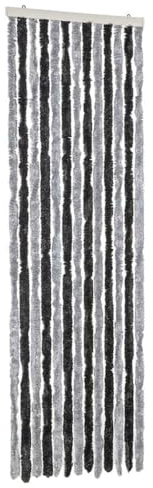vidaXL Cortina antimoscas Chenilla Gris y Negro 56x185 cm