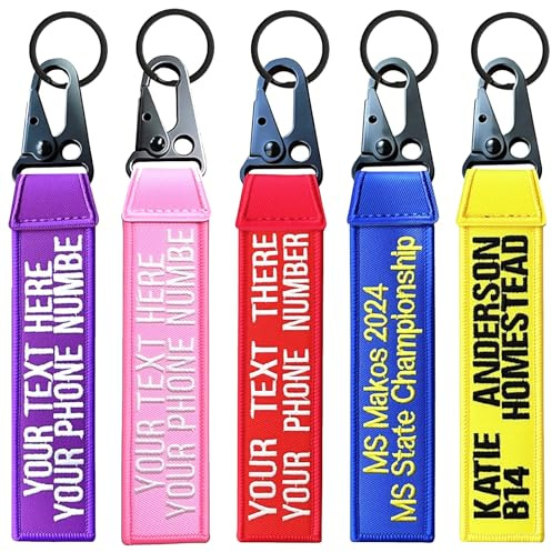 Brillianne Personalisierte Schlüsselanhänger, benutzerdefinierte Stickerei Schlüsselanhänger Gepäck Tags, Koffer Schlüsselanhängers Zubehör für Rucksäcke, Motorräder, Roller, Auto