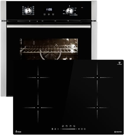 Cuisinière: 60cm Four encastrable EB8010ED + 77cm Plaque Induction IH87704RL | Gril | Circulation de l'air | Air chaud | Tiroirs télescopiques | Timer automatique | SET8010IH877RL