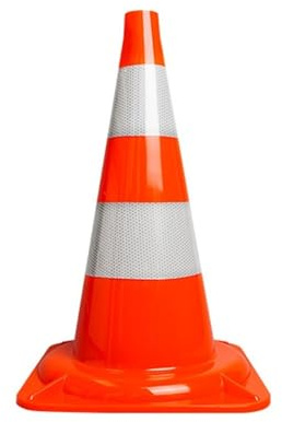 Pylonen 50cm, Warnkegel, Verkehrskegel zur Abgrenzung von Park- und Abstellflächen, Warnleitkegel, Hütchen, Kegel, Markierungskegel, [orange-weiß] - Reflektierende Pylone 1x