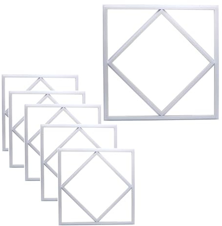 Pack of 6 led Panel Lights 600x600MM Diamond 60W 6000 Lumen Square Ceiling Recessed Frame Lights 60X60MM Flat Lattice for Shop Office Cool White 7000K