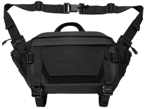 Vmokki Taktisch Crossbody Bag Herren Molle Umhängetasche Messenger Bag für Reise Outdoor Wandern Sport Wasserdicht (Schwarz)
