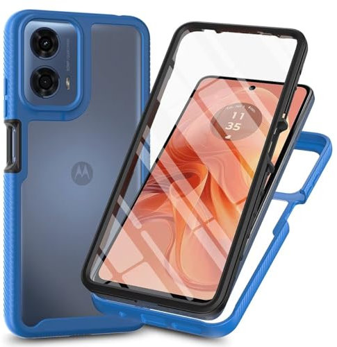Funda para Motorola Moto E14 / G24 / G04 funda y cristal blindado con protector de pantalla integrado a prueba de golpes funda protectora 360 grados protección completa TPU silicona Case para Motorola