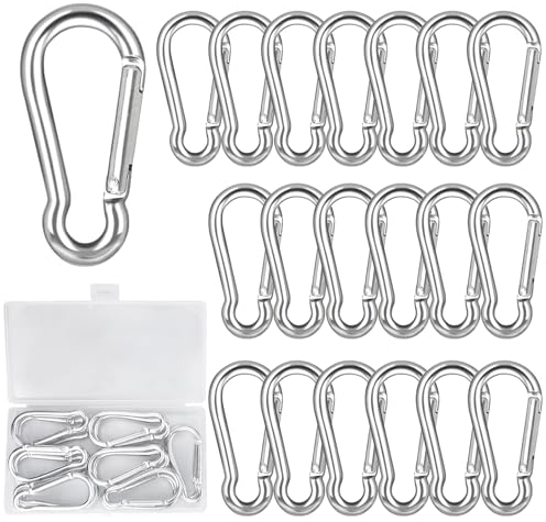 UVVRUR 20 STK Karabiner Karabinerhaken Schlüsselanhänger 60 x 6mm Karabiner Klein Carabiner Set mit Schnapphaken für Rucksack Hundeleine Camping Angeln Reisen (20 Stück 60mm)