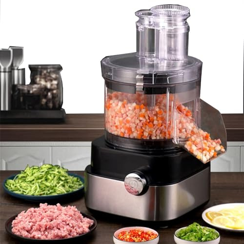 WHYYDSS Cortador de Verduras eléctrico Comercial, Cortador de Verduras eléctrico en Forma de Cubo de 6/8/10/13/15 mm, Cortador con Rejilla de 5 Cubos, Picador de Alimentos de 5000 ml de Capacidad