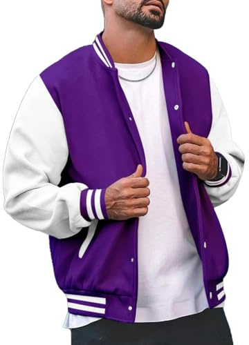 seiveini Veste de Baseball Homme College Manteau Varsity Jacket Blouson Collège Unisexe Oldschool Vintage Sport Hip Hop Streetwear