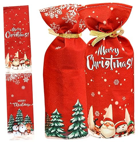 COLLBATH 4 Stück Faltbare Flaschenhüllen Für Wein Dekorative Weihnachts-flaschenhülle Weinflaschenpullover Geschenkidee