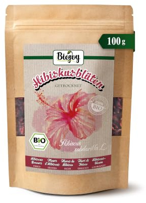 Biojoy Fleurs d'hibiscus BIO, séchées, entières, tisane, 100 g | Tisane en vrac, Hibiscus sabdariffa L.