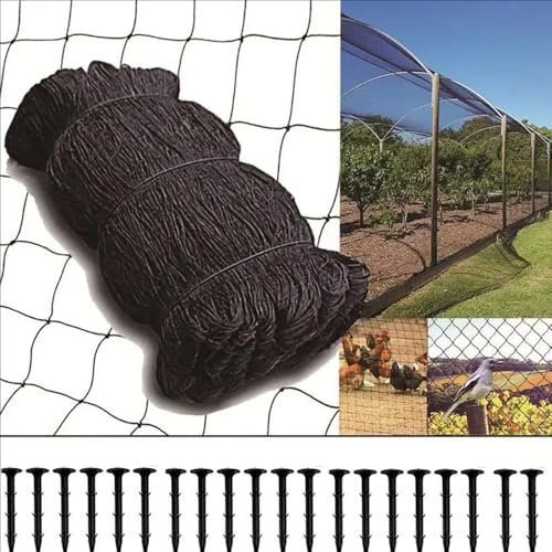 Vogelnetz,Vogelschutznetz,Vogelschutznetz Engmaschig,30x15 mVogelnetz,Wiederverwendbar,Kann auf Jede Größe zugeschnitten Werden,Witterungs & UV beständig Con 20X Erdhaken for Obstbäume (30 * 15m)