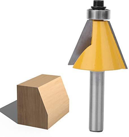 Ausla Broca para Enrutador de Chaflán, Vástago de 8 Mm, Borde Biselado con Rodamiento, Fresa para Carpintería, Aleación YG6 para MDF, Madera Maciza, Tableros de Partículas, para (22.5°)