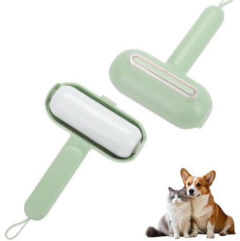 Reusable Pet Hair Remover Roller - Lint Roller for Dogs and Cats | Easy to Clean Pet Fur from Carpet, Sofa, Bedding, Furniture & Rugs | Sticky Lint Roller Refills-Green