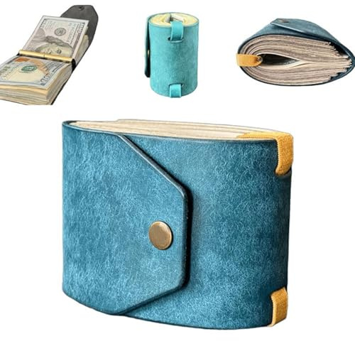 Il portafoglio involucro in contanti, titolare di denaro in contanti rapido per contanti, pratiche fasce per borse con chiusura magnetica, portafoglio tascabile di lusso compatto da 1 a 99 (Blue)