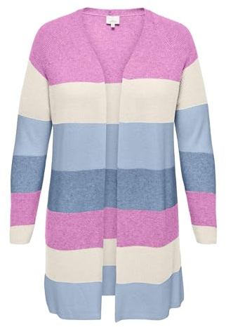 ONLY Carmakoma Caratija L/S Stripe Cardigan KNT, Rose Fuchsia, XL Femme