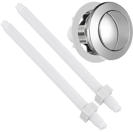 UKCOCO Pulsador Cisterna Roca Doble Descarga Varilla Redonda | Botón Pulsador Cisterna, Plástico Plata, Embellecedor Baño para Tapa de Cisterna Color Aleatorio