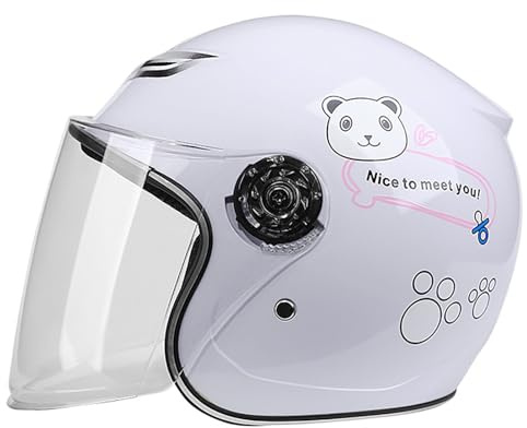Casco Da Moto Jet, Casco Per Bambini Per Ciclismo, Skateboard, Scooter, Casco Da Scooter Certificato ECE Con Visiera, Casco A Mezza Faccia Per Ragazzi E Ragazze Dai 4 Ai 12 Anni G,(50-56CM)