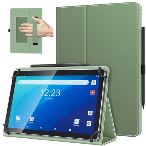 TiMOVO Universal Hülle für 10,1 Zoll Android Tablet, Laurel Grün | Mit Stiftschlaufe, Leicht & Faltbar, Standhülle, Mit Handschlaufe, Für 9,6-11 Zoll Touchscreen-Tabletten