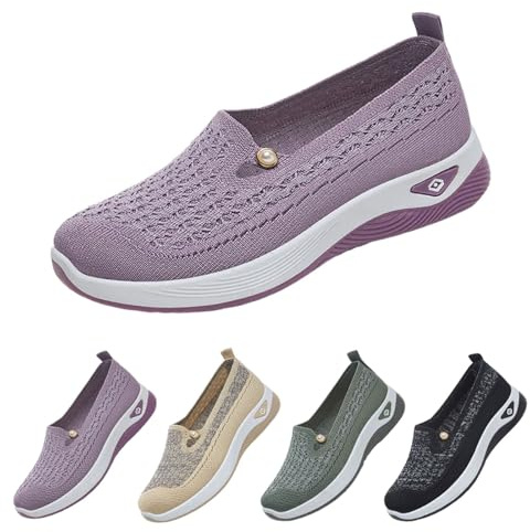 Zapatillas Deportivas para Mujer Transpirables Entretiempo Moda Sneakers Sin Cordones Comodas Casual Zapatos Deportivos Malla Pretty Ligeros Calzado Slip on Mocasines Clasico para Atlético Jogging