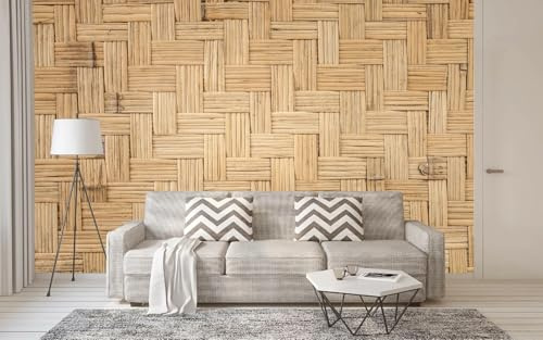 Papel Pintado Tejido de bambú amarillo, 200 x 140 cm Fotomurales Para Pared 3D,Papel Tapiz Pintado Decoración De Pared Moderna,Murales Fotográficos Decorativos