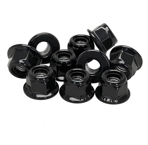 PB Schrauben® Sechskantmuttern selbstsichernd mit Flansch M3-10 Stk. I Pulverbeschichtete Mutter M3 Edelstahl - DIN 6926 I Rostfreie Muttern Coated in Germany – V2A – RAL 9005 (Schwarz Glanz)