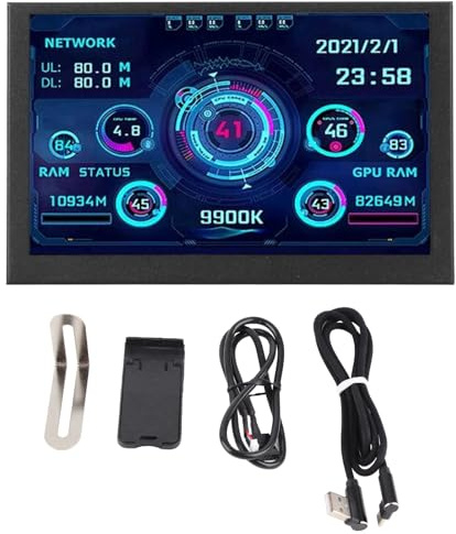 Monitoraggio della temperatura del computer Monitoraggio IPS da 5 pollici Tipo C Layout personalizzabile PC CPU Monitoraggio dati CPU per il telaio di gioco desktop