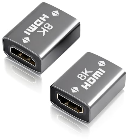 pawpoem 2 PCS Adaptador HDMI 8K Hembra a Hembra, HDMI Female Female, Conector HDMI, Extensor HDMI para TV, Monitor, Portátil y Proyector, Adaptador HDMI Hembra Hembra con Contactos Chapados en Oro
