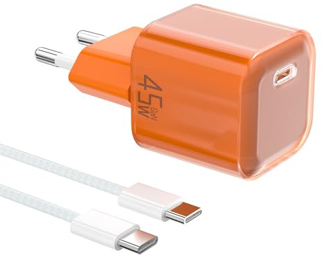 YISH Cargador USB C Carga Rapida 45W：GAN PD3.0 Enchufe USB C Movil Cargador Tipo C Carga Rapida Compacto para Teléfonos Inteligentes y Tabletas USBC Cargado Cabezal con 60W Cable Tipo C a C