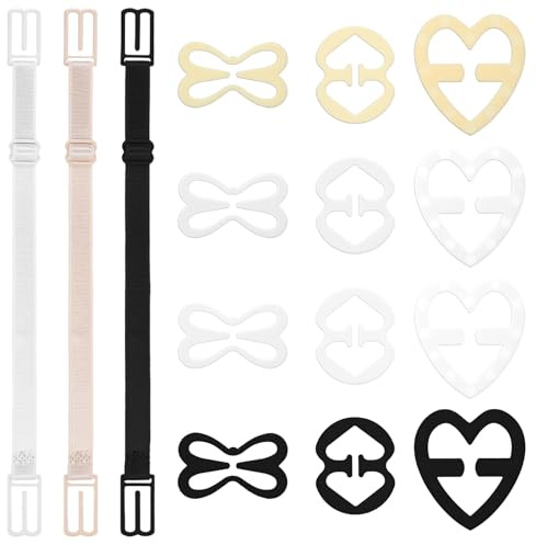 Nogeqi 15 Stück BH Träger Clip, BH Träger, BH Träger Halter, BH Clips für BH Träger Rücken, Unsichtbar rutschfeste BH Klammer Rücken für Volle Körbchengröße