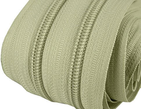 6 m endlos Reißverschluss 5 mm Laufschiene + 15 Zipper Meterware teilbar Farbwahl (lindgrün)