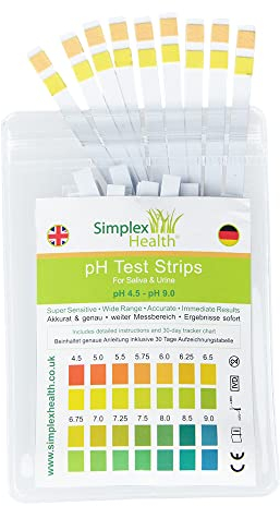 Simplex Health Striscia reattiva per urine e saliva pH 4,5-9,0 (25 pezzi)