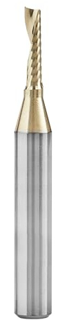 Amana Tool CNC Solid Carbide Spiral O Flute Up-Cut, Aluminum Cutting Router Bit, ZrN Coated, 51454-Z, 1/8 D x 1/2 CH x 1/4 SHK x 2 Inch L