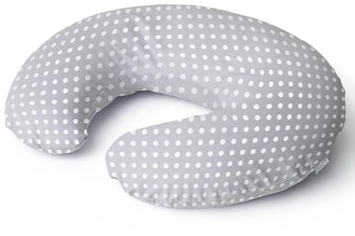 Niimo Amningskudde för moderskap baby med örngott 100% avtagbar och tvättbar polyesterfiber fyllning kudde (grå - prickar)