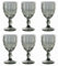 Lot de 6 verres à vin et verres à boire vintage colorés avec gaufrage en relief (nœud gris, verre à vin) calice, verres à eau, verres à long drink, verres à cocktail, verre