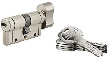 THIRARD - Cylindre de Serrure à Bouton Trafic 12 - Laiton - Pour Porte D'entrée - 8 Goupilles - Anti-Arrachement, Anti-Perçage, Anti-Crochetage, Anti-Casse, Anti-Snap - 30B x 30 mm - Gris