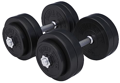 GORILLA SPORTS® Kurzhantelset 20kg/30kg - 2er Set, Ø 30mm, 2x Kurzhantelstangen, mit 4 Sternverschlüsse, Griff gerändelt, aus Kunststoff - Hantelset, Kurzhanteln, Hanteln, Kurzhantel Set