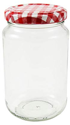 Wares of Knutsford 1lb Jam Jars. 100, 200, 300 Pack with Red Gingham Airtight Lids. FSA Approved, Ltd. (200)